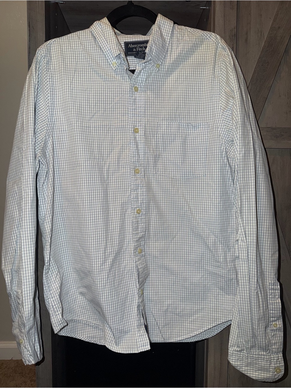 Abercrombie & Fitch White Shirt with Light Blue Windowpane Check